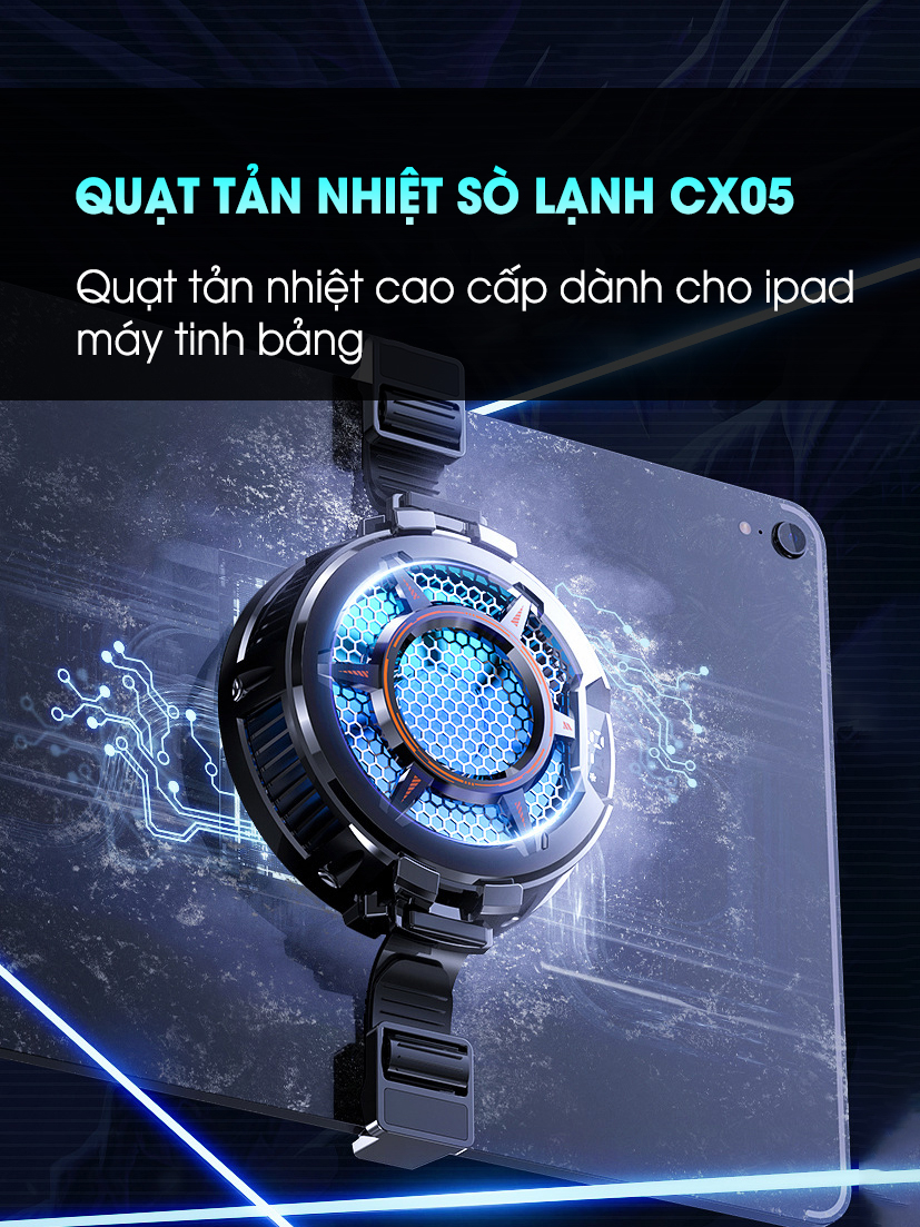 Quạt tản nhiệt máy tính bảng Memo CX05 - Quạt làm mát nhanh cho tablet cao cấp công nghệ Ai có đèn LED RGB - Hàng nhập khẩu