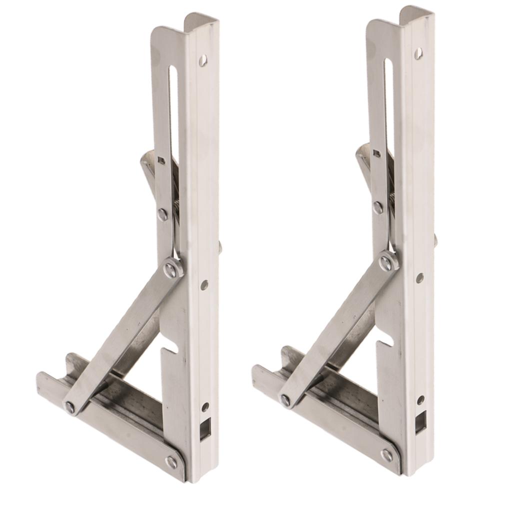 2Pcs Stainless Steel Foldable Shelf Bracket Rack Wall Hanging Holder