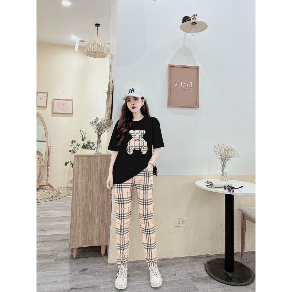 SET BỘ THỜI TRANG FOM RỘNG PHỐI HỌA TIẾT BBR GẤU THÊU