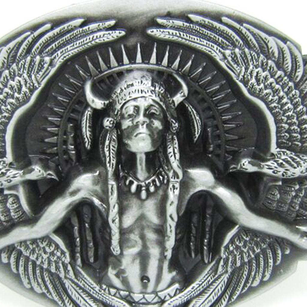 Retro Indian Eagle Shaped Pattern Zinc Alloy Men's Cool Belt Buckle Silver