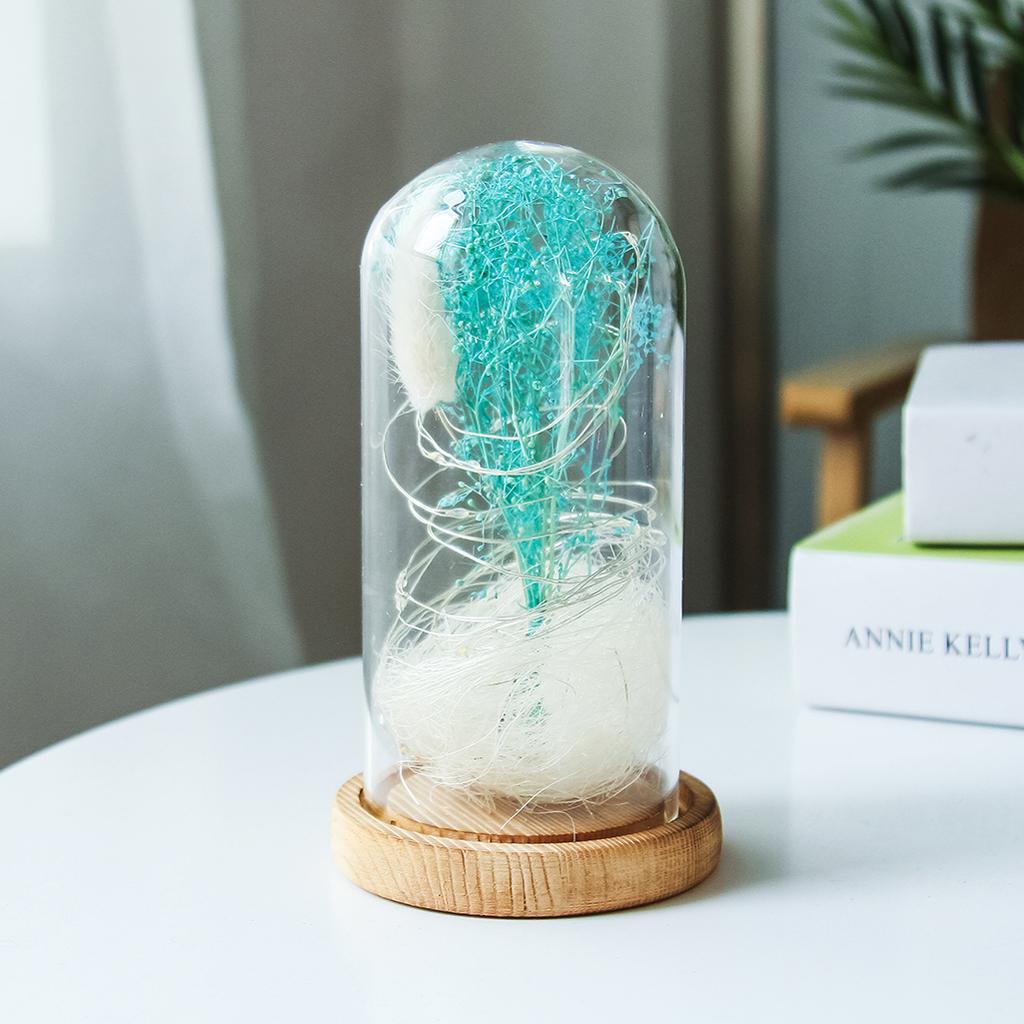 Clear Glass Lamp Night Lamp Ornament Flower LED Light in Glass