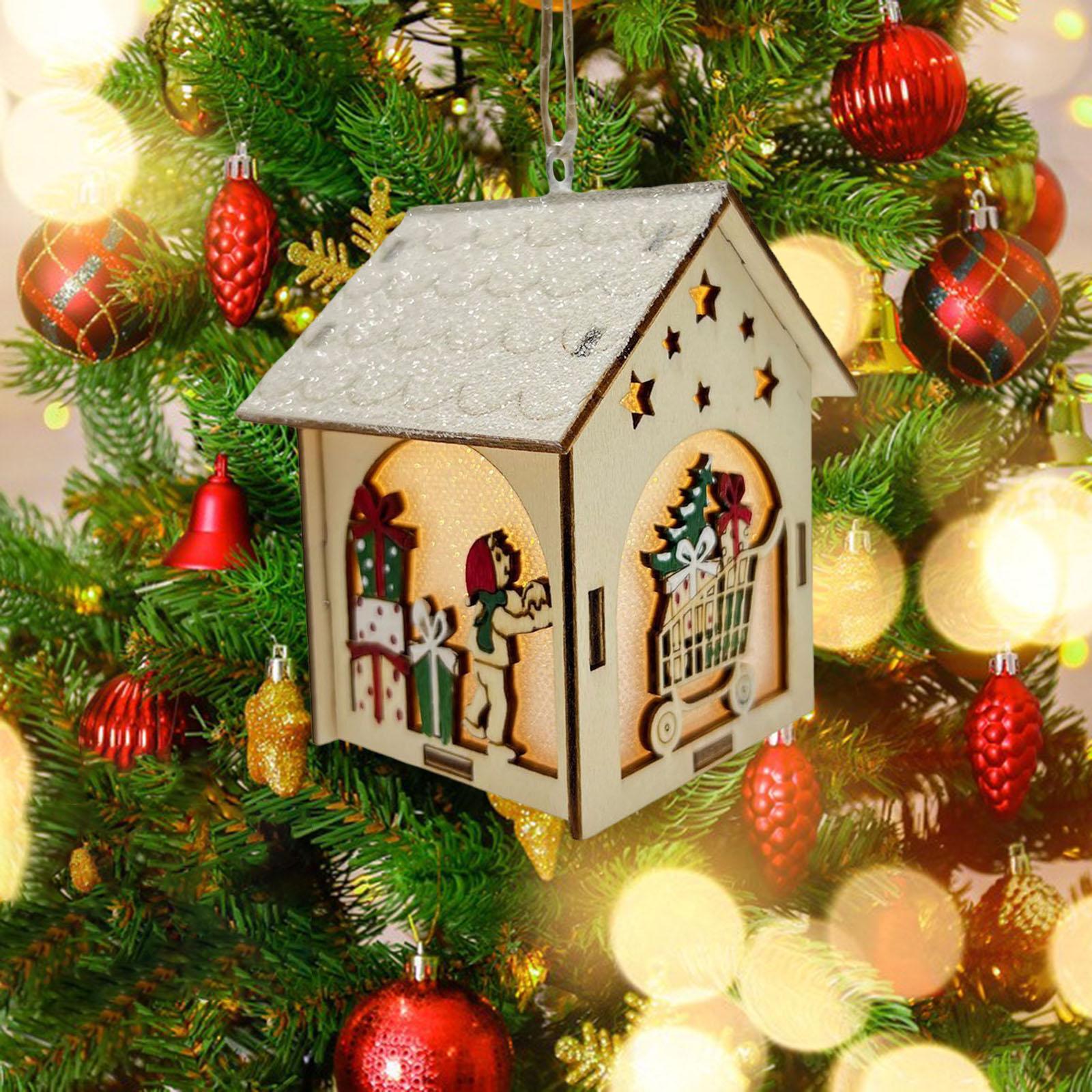 Mini Wooden House Building Set Lights up for Christmas Tabletop Decoration