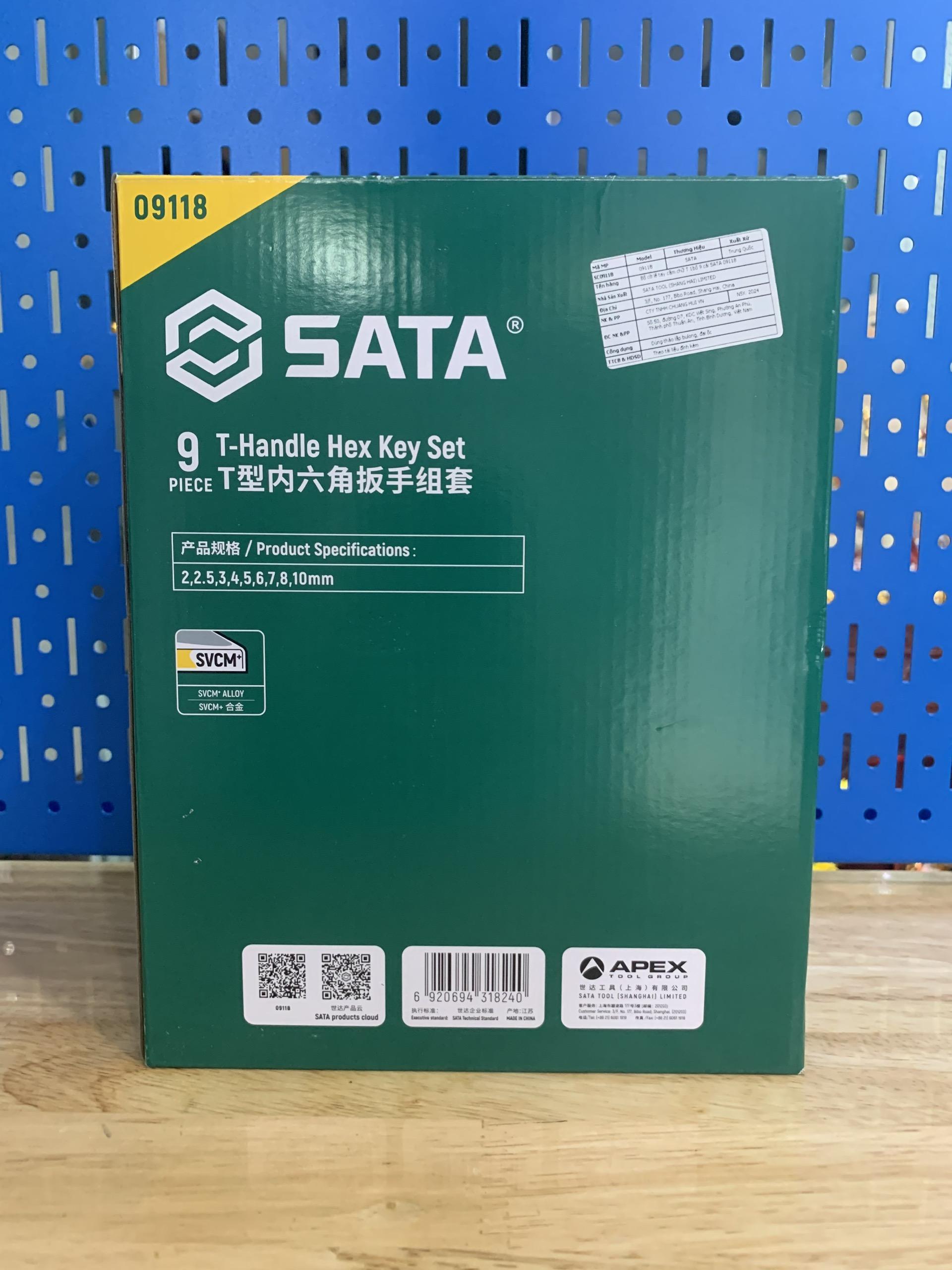 Bộ tay vặn T lục giác 9 cái SATA 09118