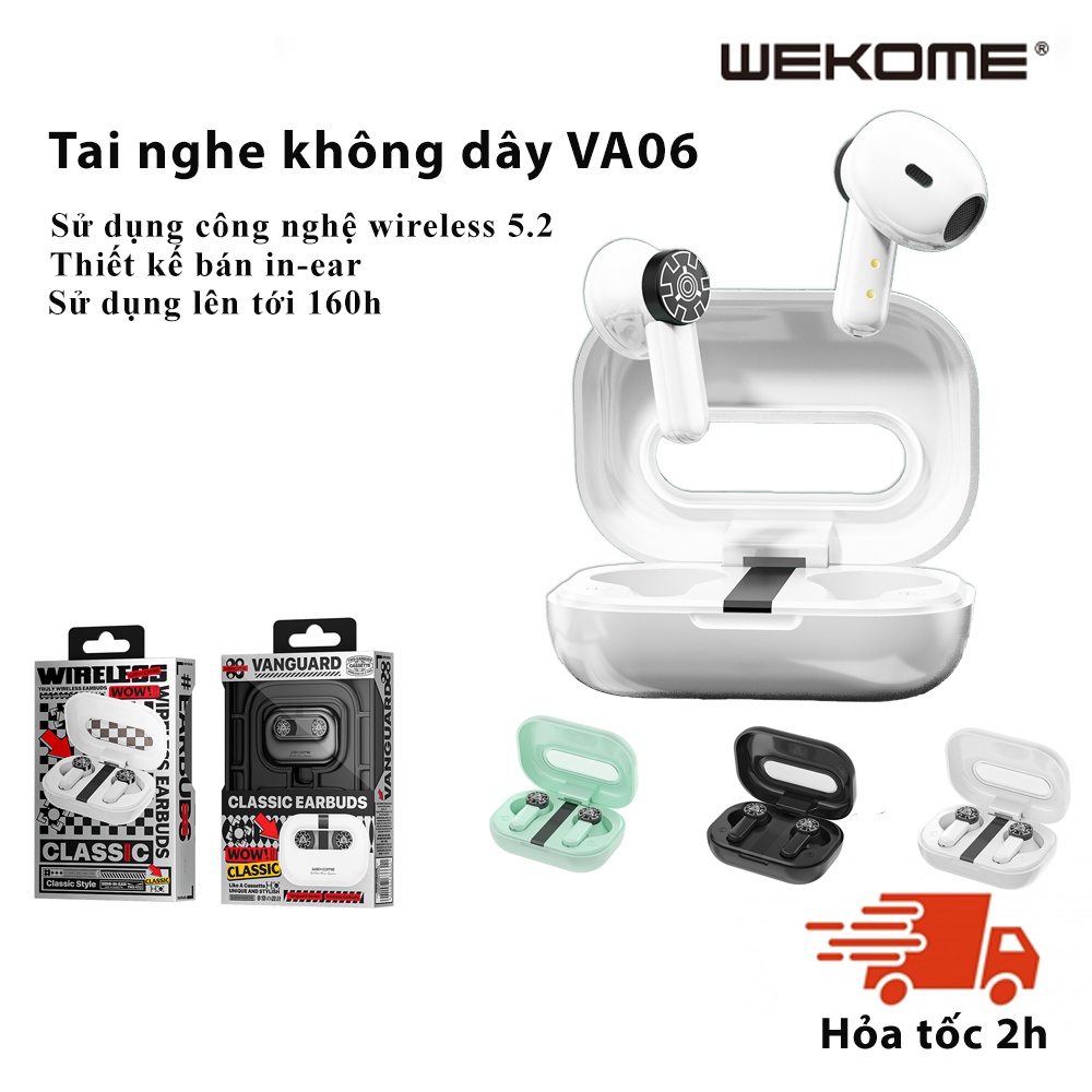Tai nghe không dây Wireless Hàng Nhập Khẩu WEKOME VA52 Bluetooth WK Design 5.2 mạnh mẽ phù hợp điện thoại, tablet, laptop..