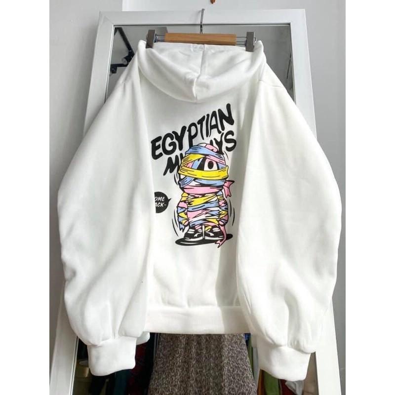 Áo khoác nỉ có mũ - ÁO HOODIE freesize form rộng nam nữ unisex mặc cặp - couple in HÌNH XÁC ƯỚP EGYPTIAN