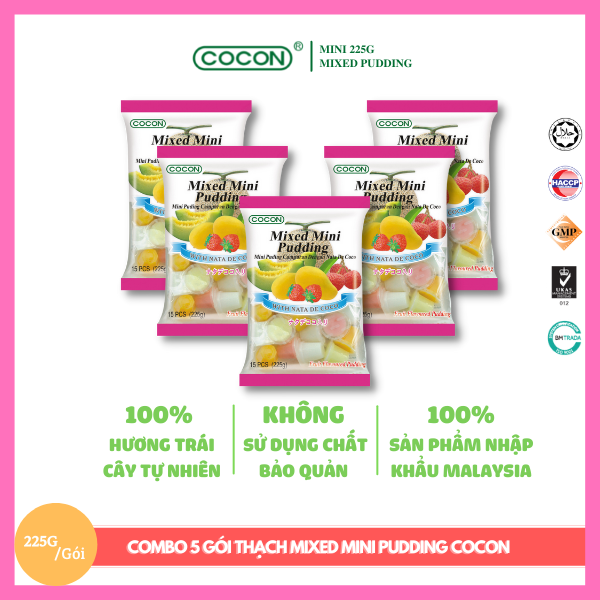 COMBO 5 GÓI THẠCH TRÁI CÂY NHIỆT ĐỚI COCON 225G