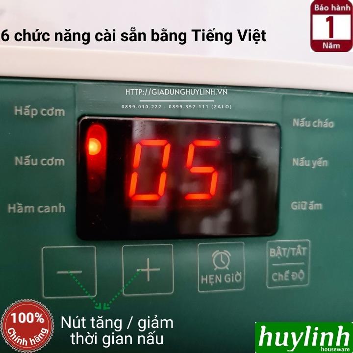 Hộp cơm hâm nóng thông minh Green Line RW-18 - 4 thố sứ - 6 chức năng - Dung tích 2 lít - Tặng túi xách