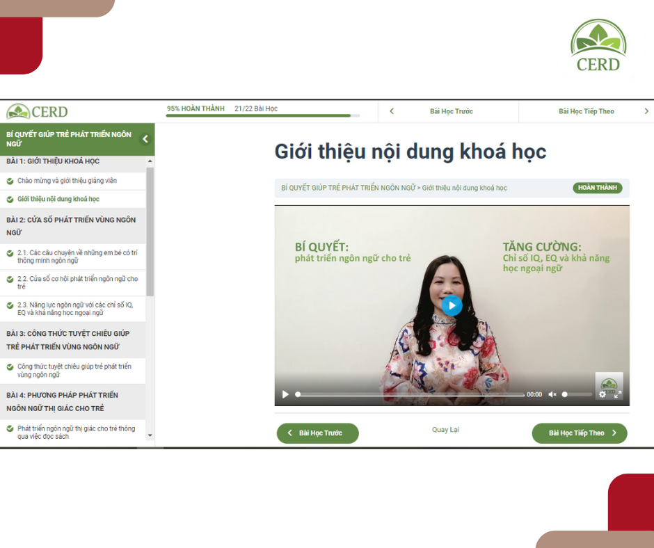 Khóa học " BÍ QUYẾT GIÚP TRẺ PHÁT TRIỂN NGÔN NGỮ"