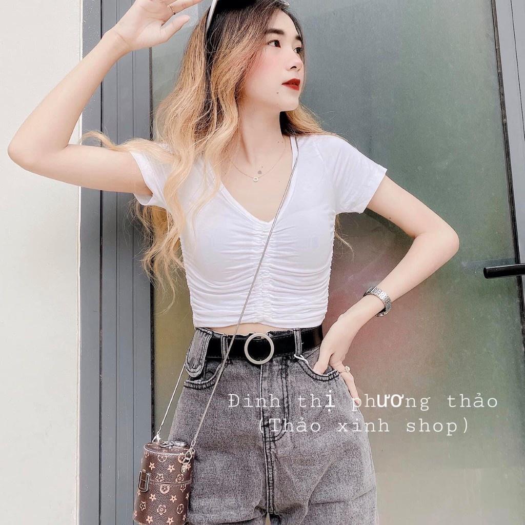 Quần Jean Nữ Trơn Túi Nắp Dáng Baggy