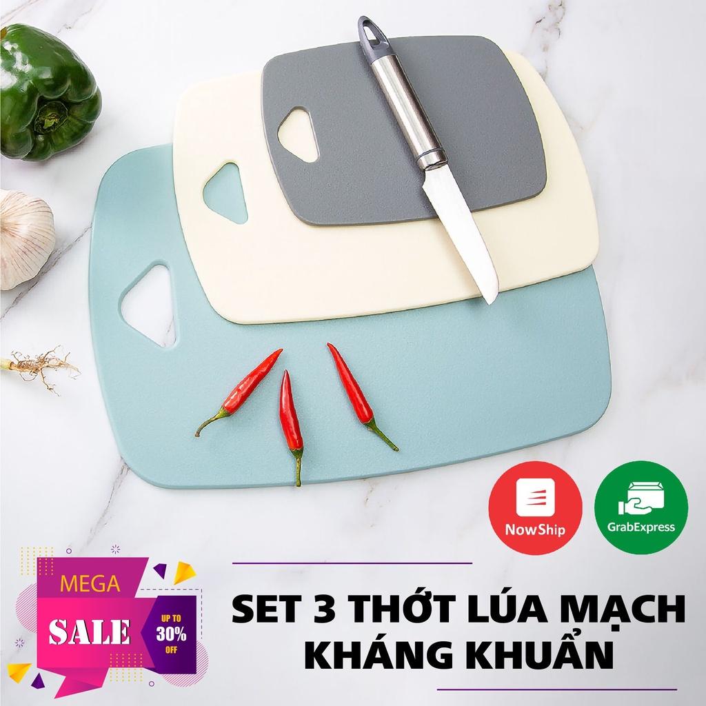 COMBO 3 Thớt kháng khuẩn dùng đê chặt đồ thái chất liệu lúa mạch siêu cứng