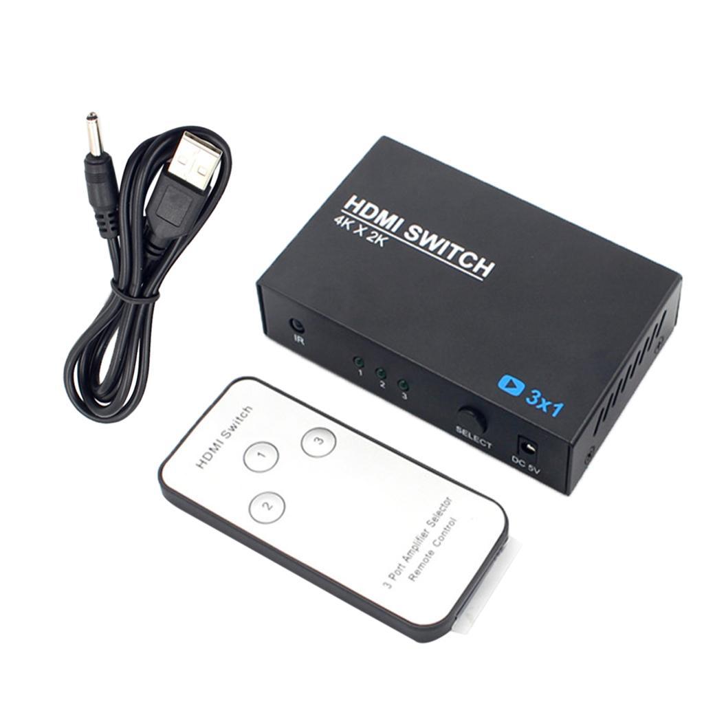 4Kx2K 3x1 HDMI Switch HUB Splitter Converter Switcher with Remote Control