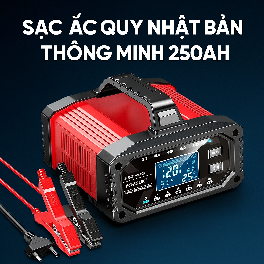 Máy Sạc Ắc Quy Foxsur Thế Hệ Mới 250AH – Sạc Nhanh, Siêu Bền, Khử Sunfat Tự Động