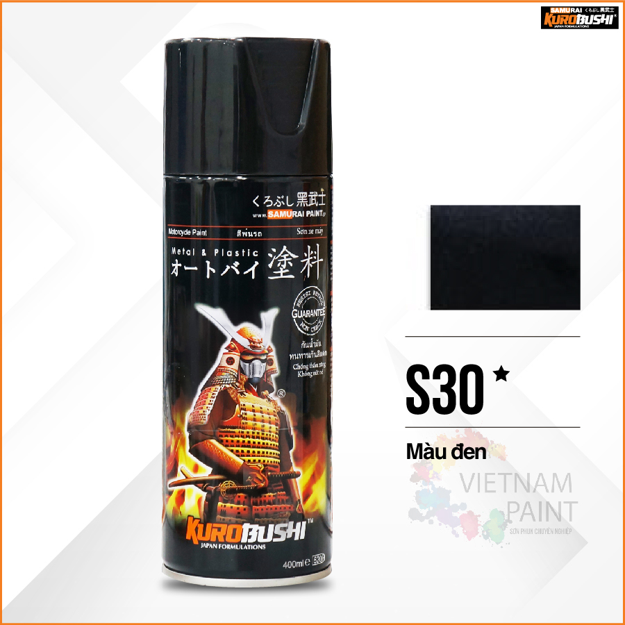 Sơn xịt Samurai Kurobushi - MÀU ĐEN Suzuki S30 (400ml)