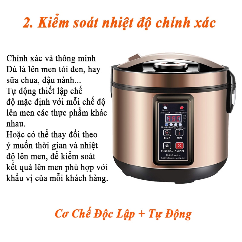 Máy lên men thực phẩm Anzhik 6 lít AZK-186 thế hệ mới - làm tỏi đen, sữa chua, yogurt, đậu nành(natto), enzyme trái cây, vang ngọt, kim chi - Hàng Chính Hãng