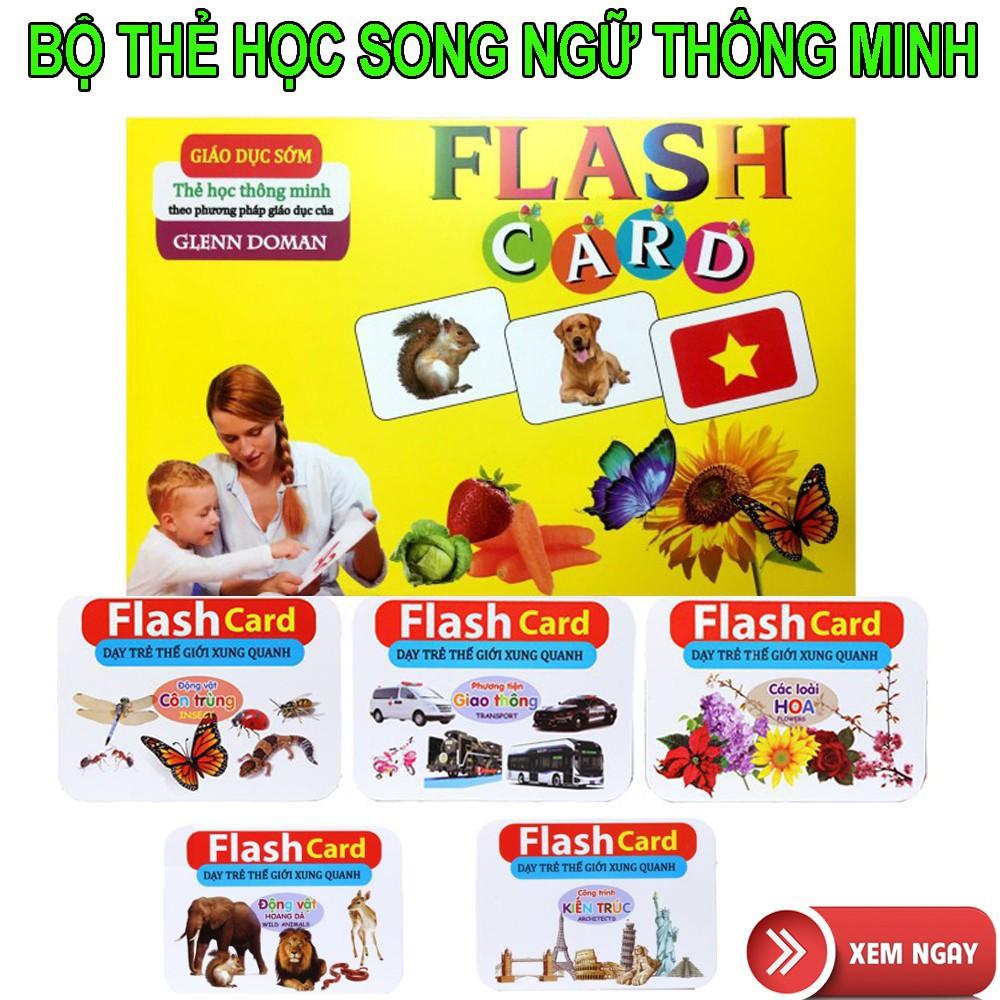 Đồ chơi giáo dục Thẻ Học Thông Minh 19 Chủ Đề loại to song ngữ tiếng Anh loại chuẩn Glenn Doman Flashcard Loại To