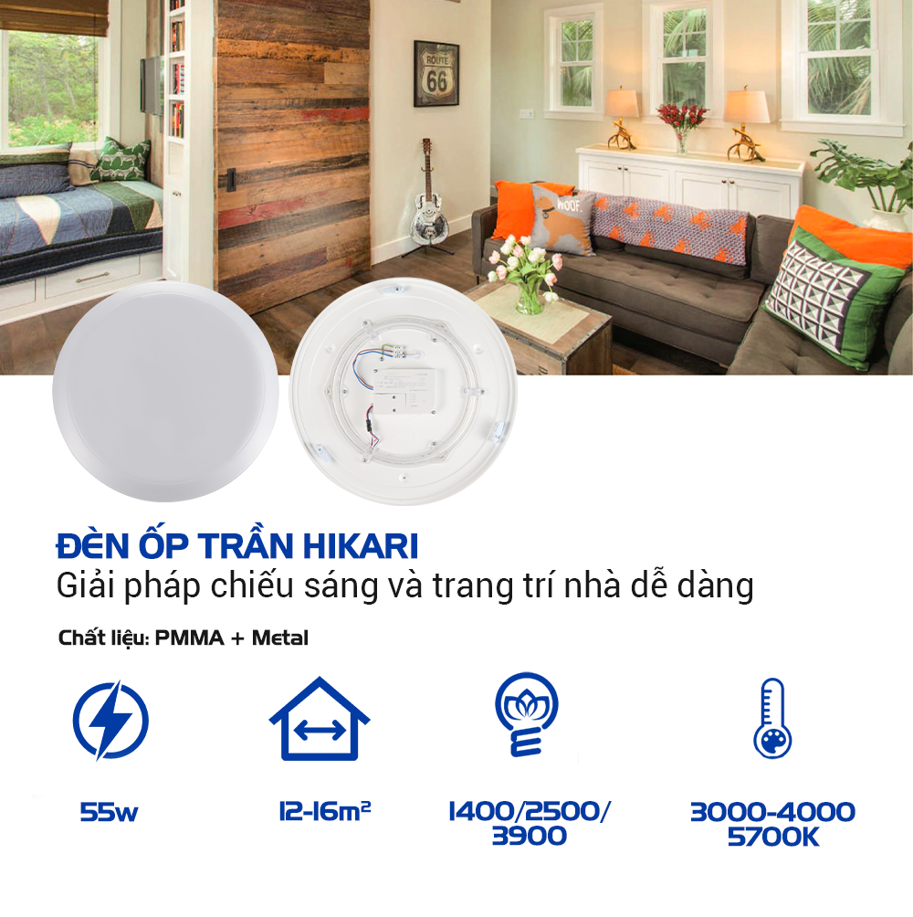 Đèn Ốp Trần LED OPPLE HC550 55W Dim Hikari