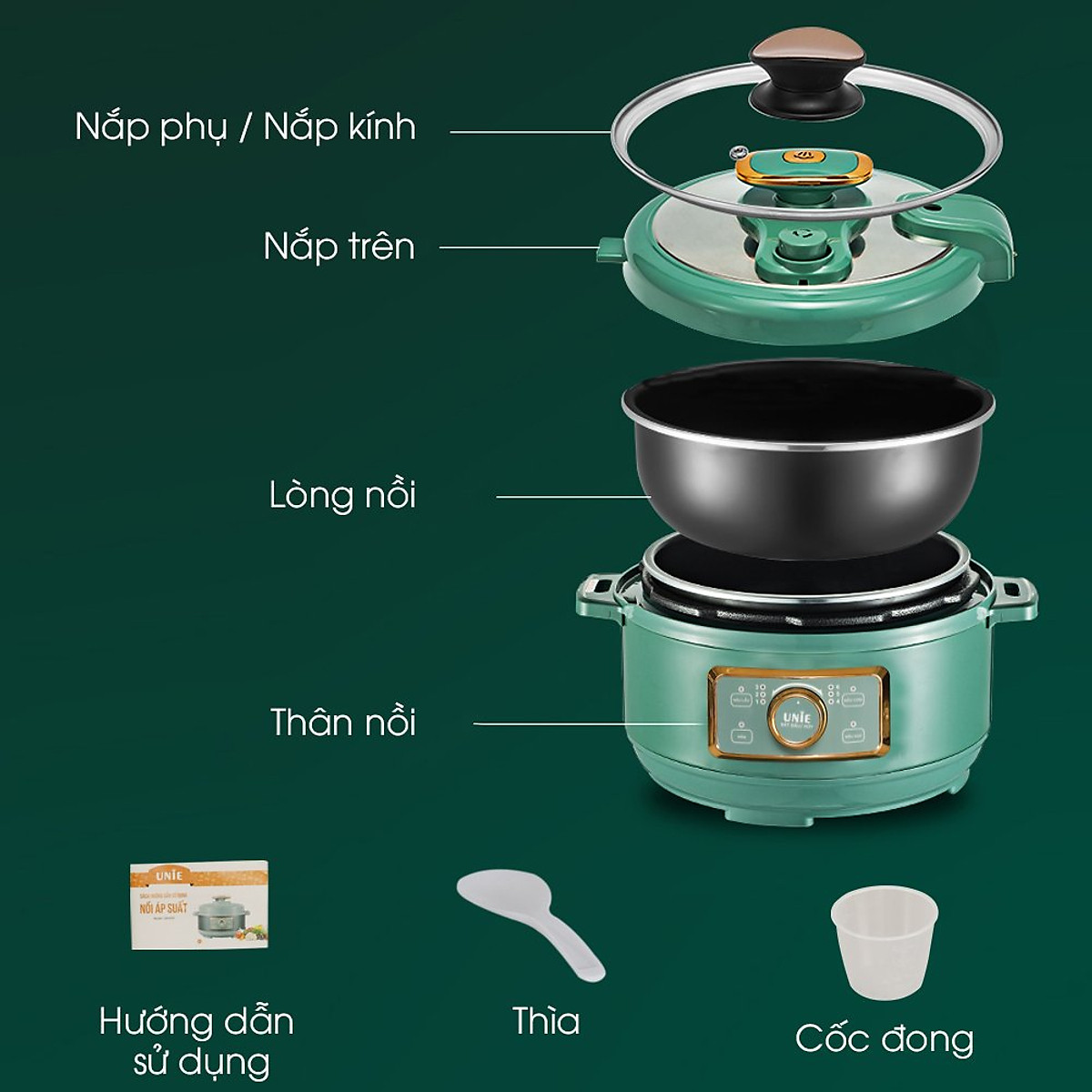 Nồi áp suất điện đa năng UNIE UN630 dung tích 3L công suất 1000W - Hàng chính hãng