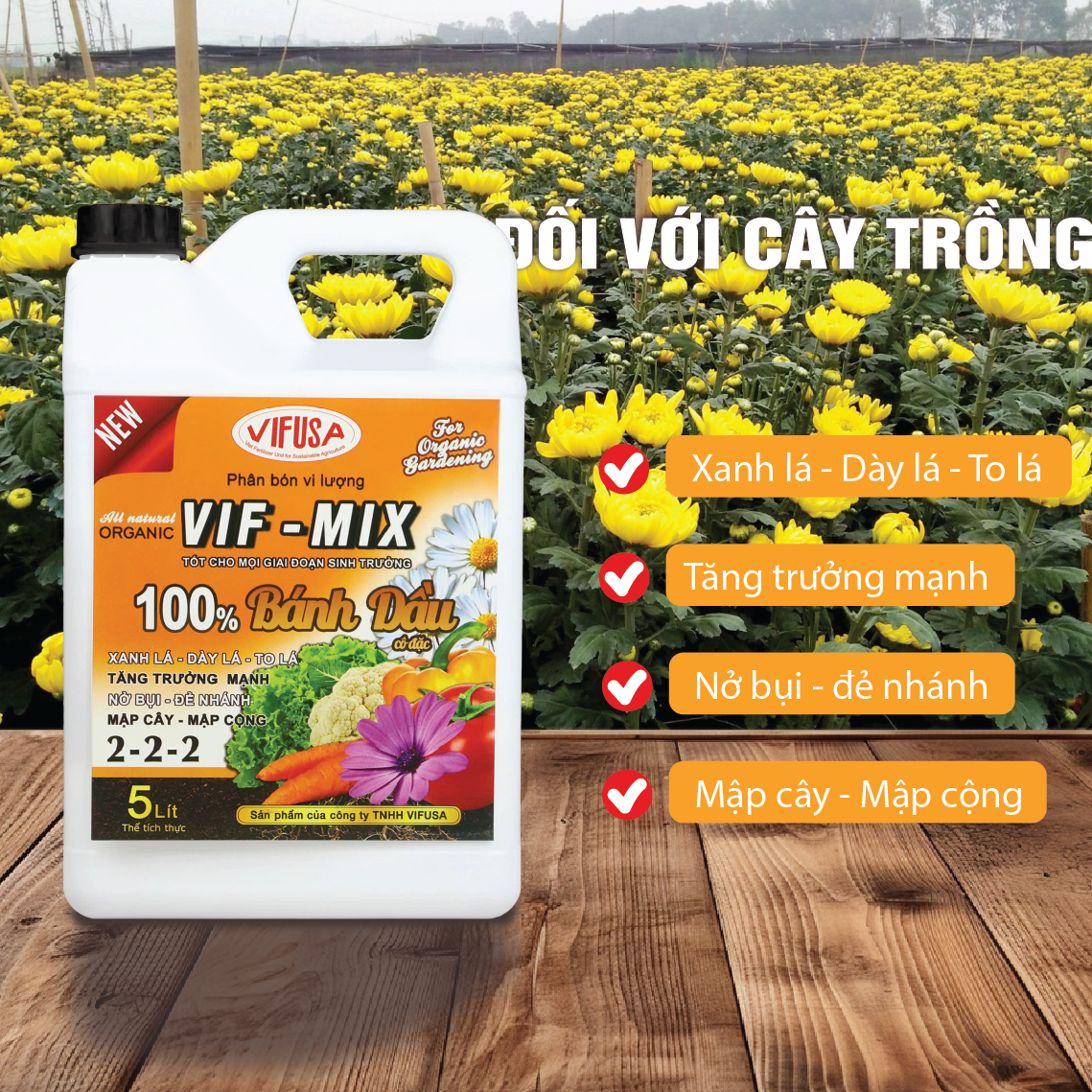 VIF-MIX - Phân bón Bánh dầu đậu phộng can 5L