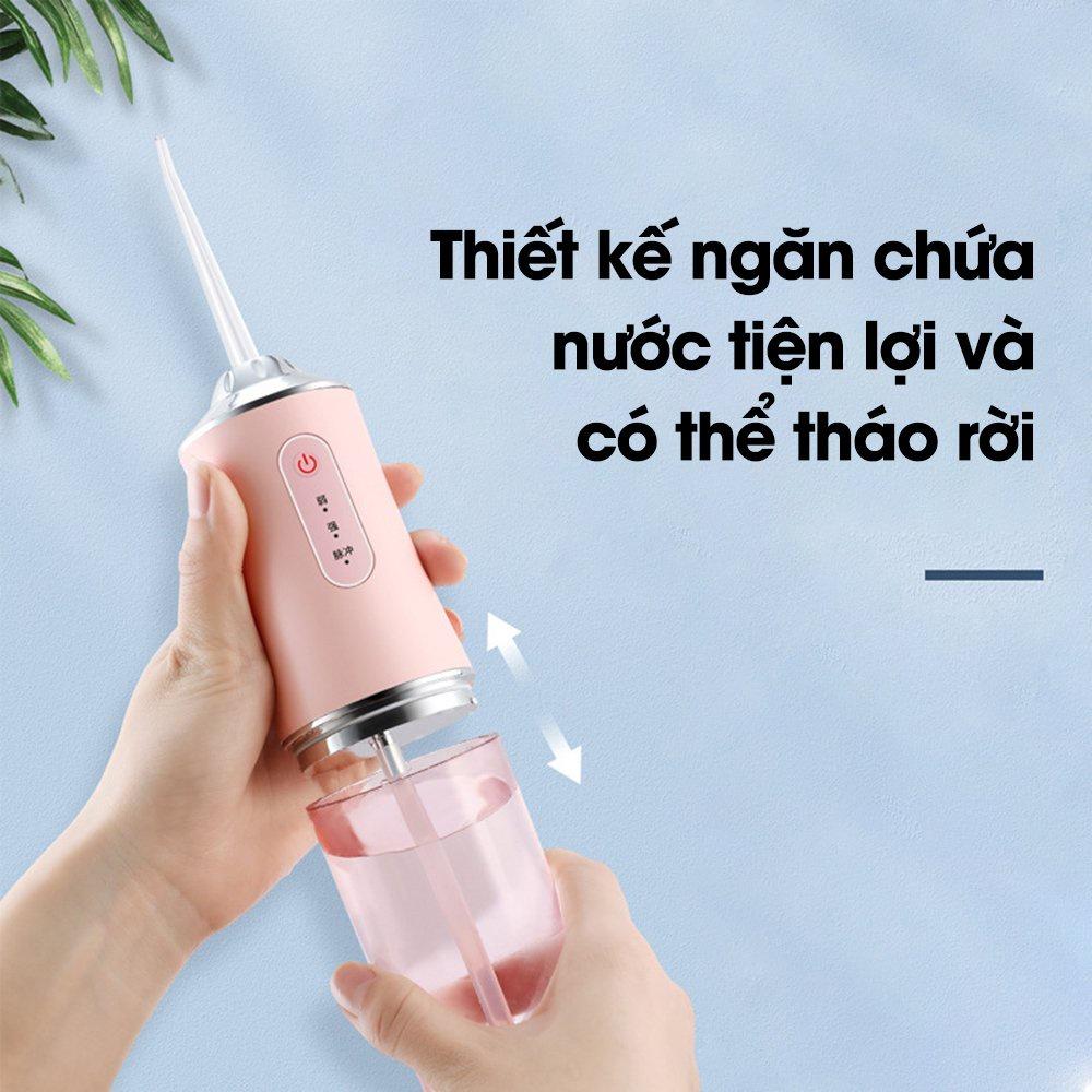 Máy Tăm Nước cầm tay, Tăm nước vệ sinh răng miệng cực sạch công nghệ Châu Âu, 3 chế độ xịt, 4 đầu xịt
