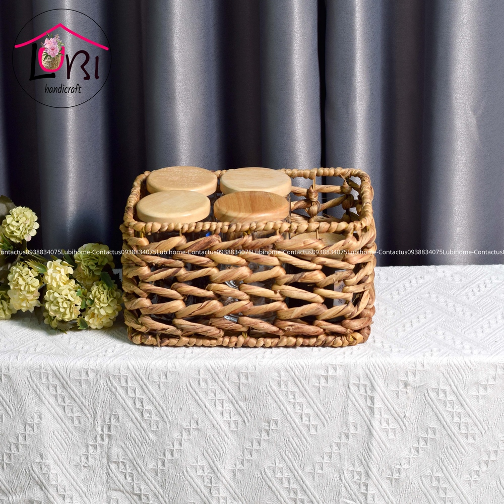 - LB075 Sọt lục bình đựng đồ hình chữ nhật sang trọng