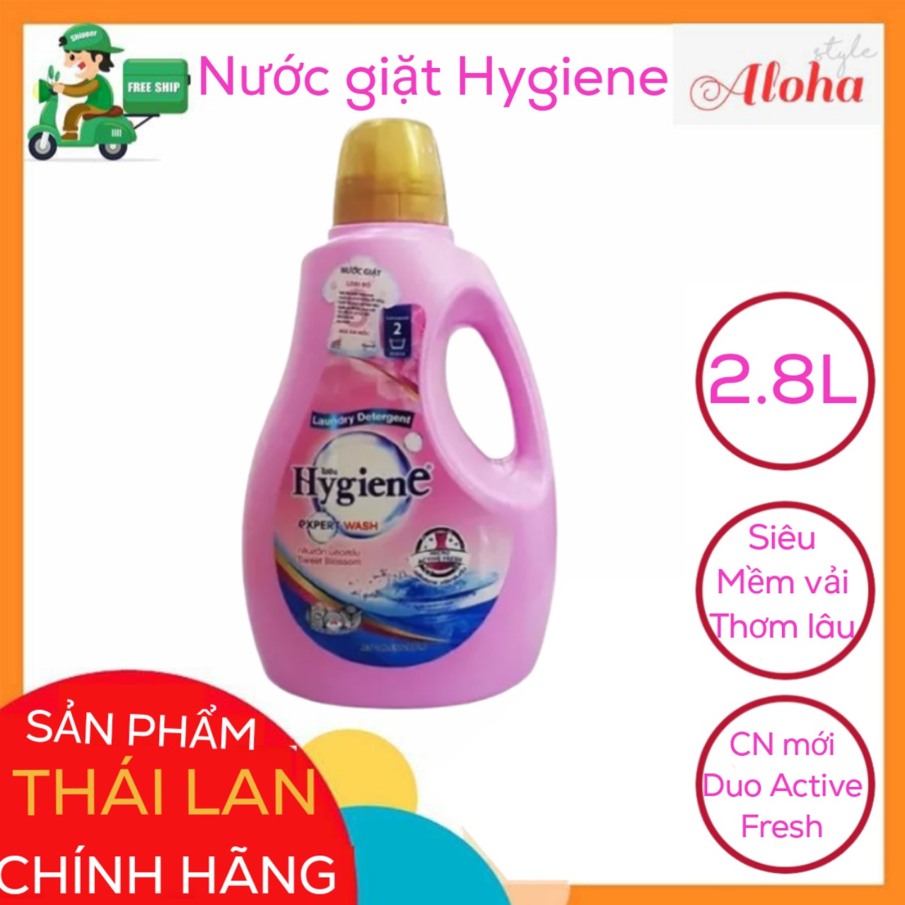 Nước Giặt Xả Quần Áo Hygiene Thái Lan 2800ml - Aloha Store
