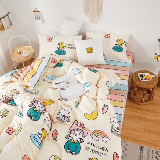 Set Cotton Living Hàng Nhập Khẩu Cao Cấp 4 Món Cô Bé Mùa Hè