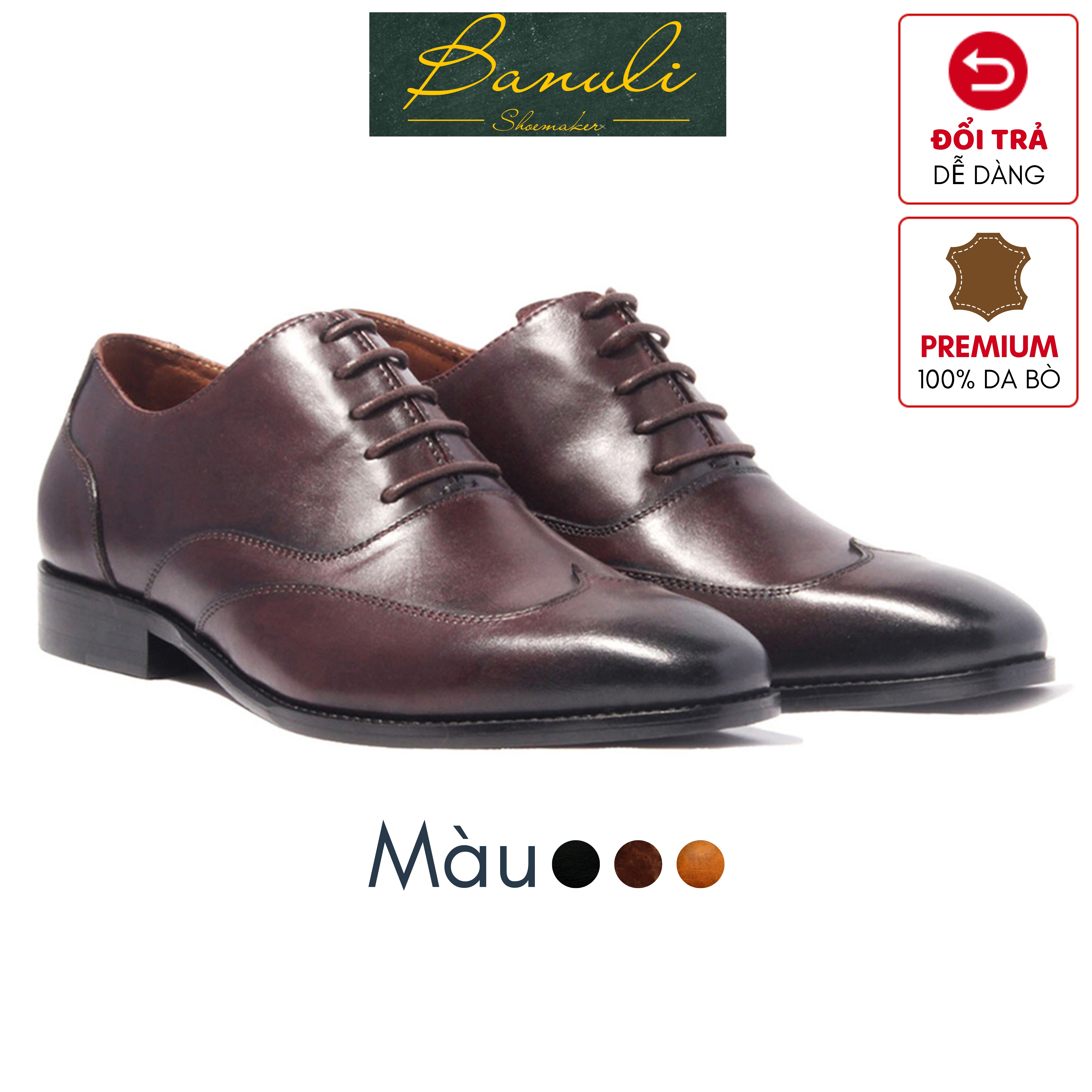 Giày Tây Công Sở Banuli Nam Wingtip Oxford H1WO1M0