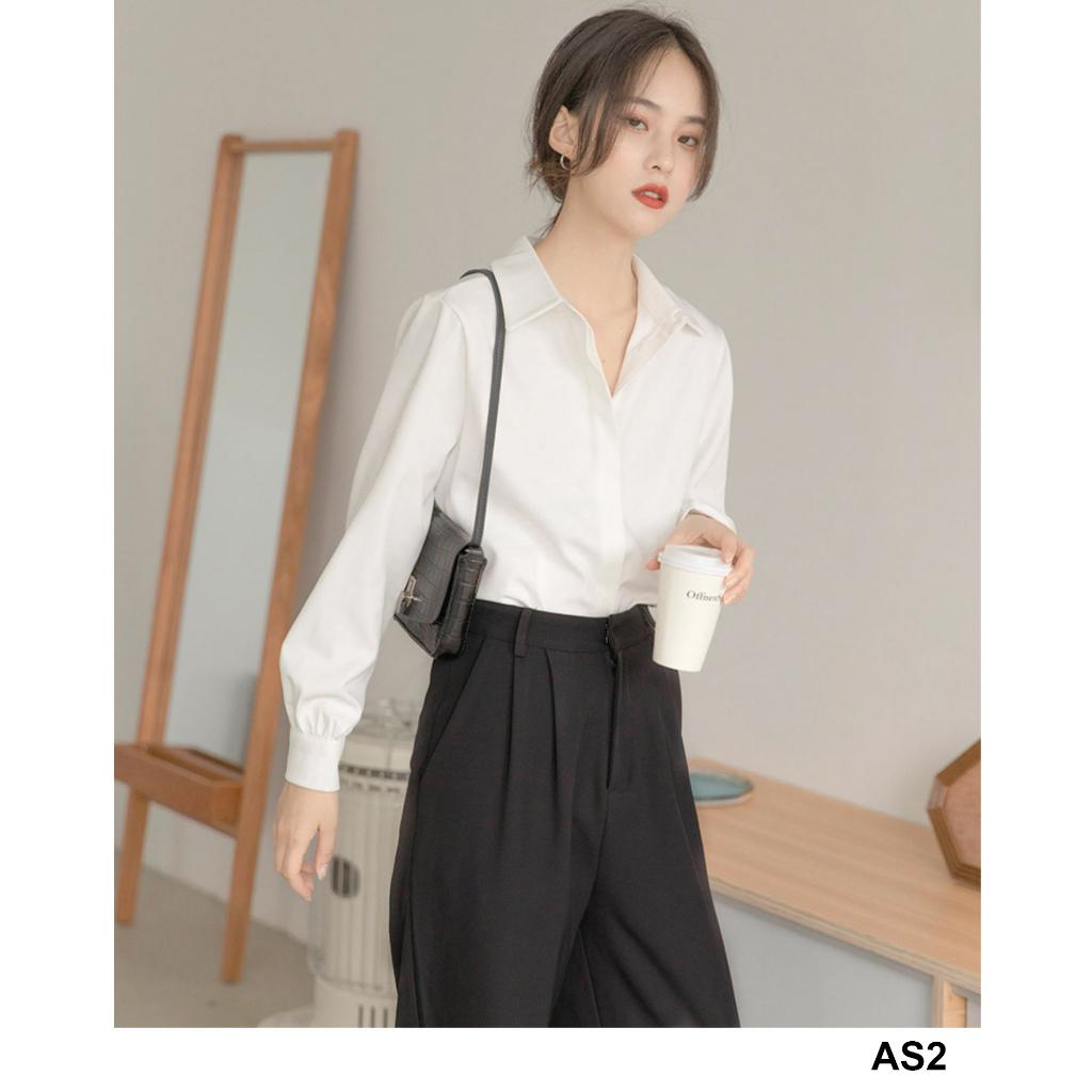 Áo Sơ Mi Trắng Nữ Công Sở Chất Vải Cotton Không Nhăn, Form Suông [AS2