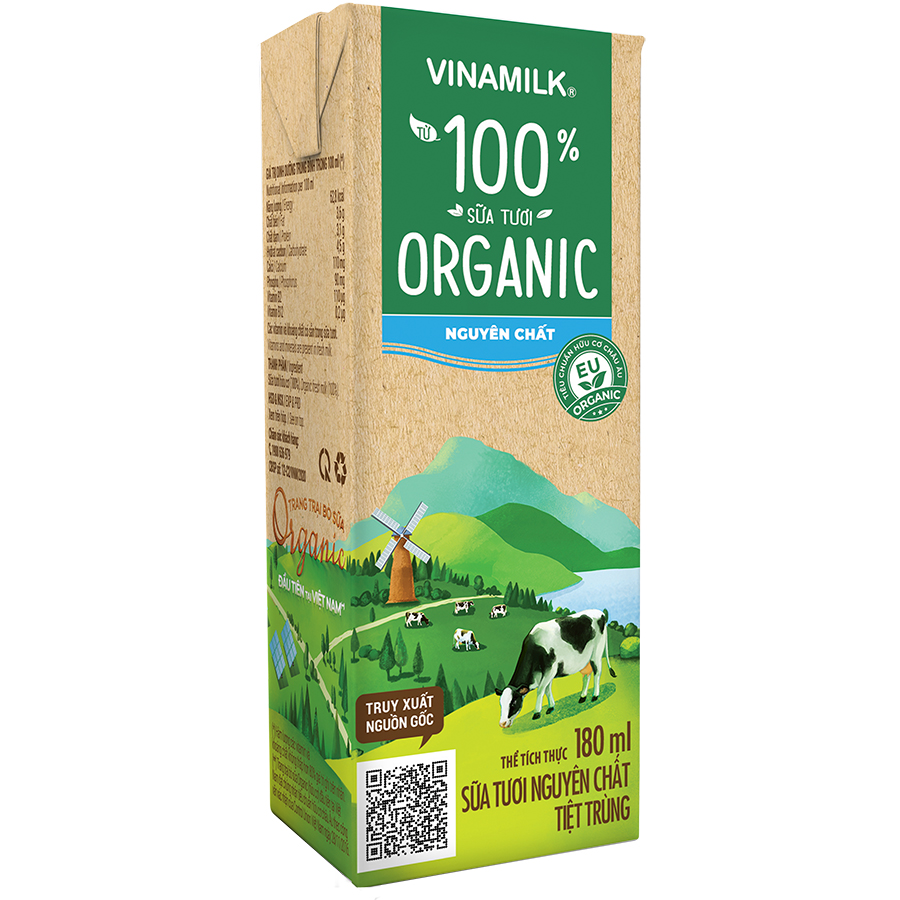 Thùng 48 Hộp Sữa Tươi Tiệt Trùng Vinamilk 100% Organic Nguyên chất (180ml)