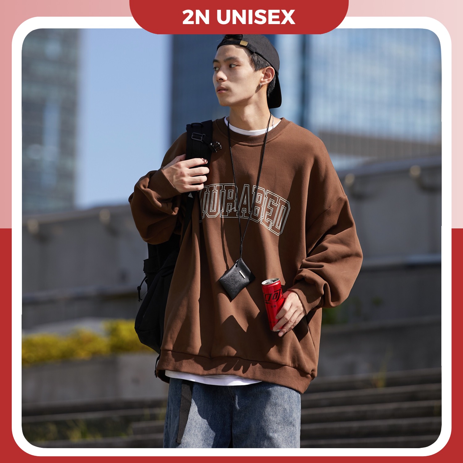 Áo sweater nỉ bông cotton dày mịn - hoodie form rộng unisex Murabed - 2N Unisex