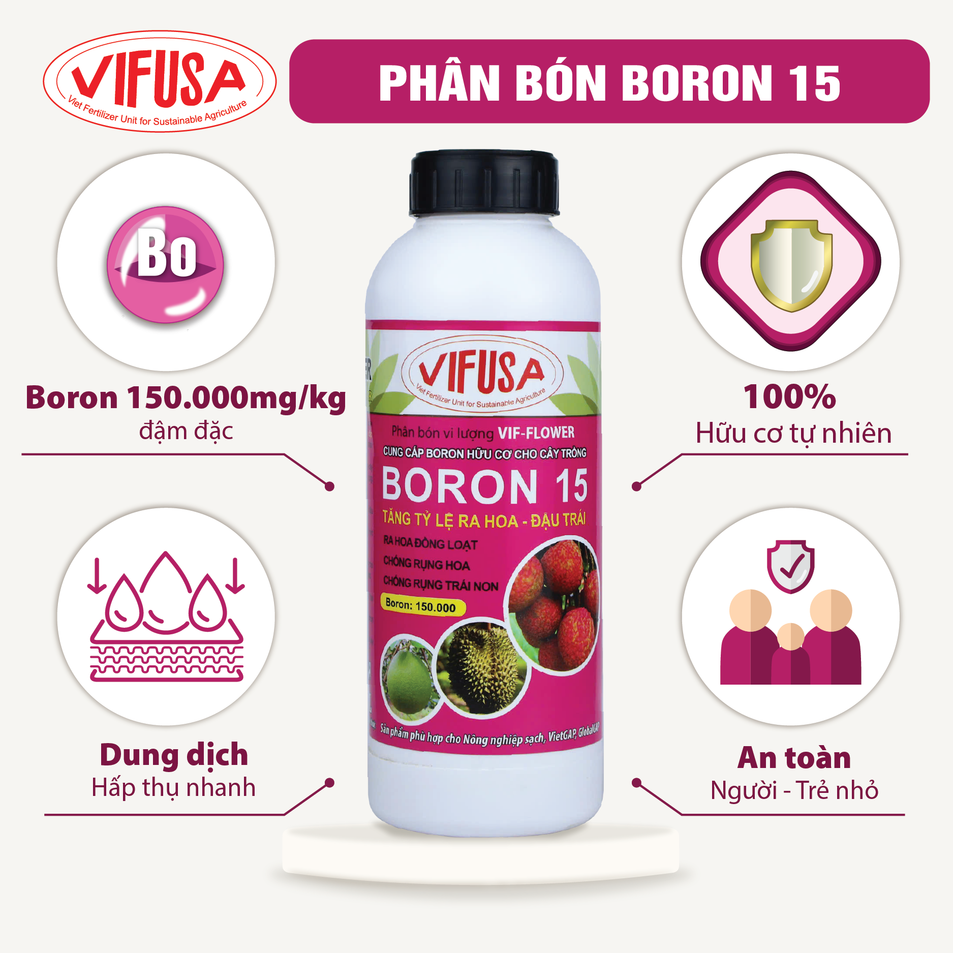 VIF-FLOWER - Phân bón Boron chai 1 lít