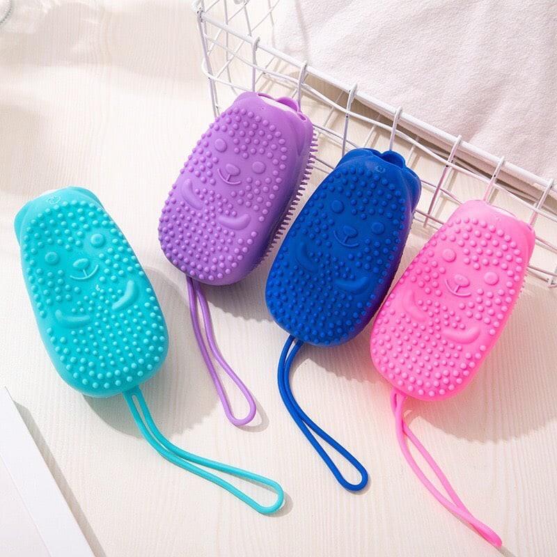 BÔNG TẮM CHÀ LƯNG CỌ LƯNG SILICON 2 MẶT HÌNH GẤU TẠO BỌT CỌ CHÀ LƯNG TIỆN LỢI