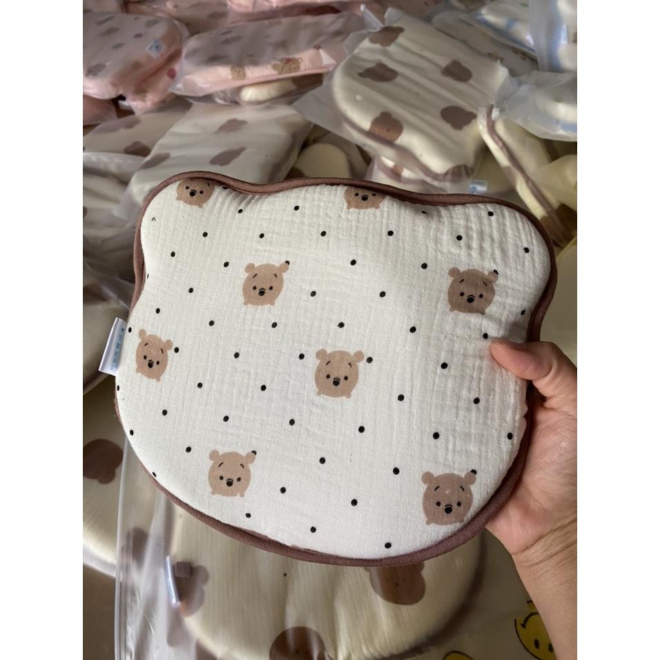 Gối lõm hình gấu cho bé sơ sinh chống bẹp đầu