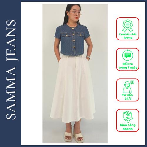 Áo Sơ Mi Denim Nữ SM2, Áo sơ mi nữ jean Cao Cấp Vải Dày Co Giãn - thương hiệu Samma Jeans