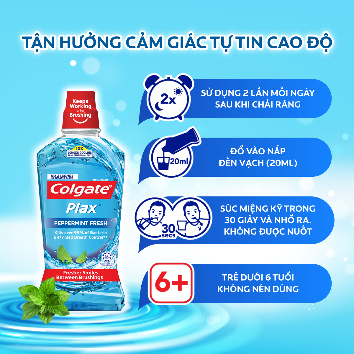 Combo 4 Nước súc miệng Colgate diệt 99% vi khuẩn Plax trà xanh và Plax bạc hà 500ml/chai