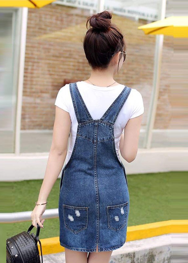 Yếm Jean Lụa Nữ Wash Cào Đáng Yêu