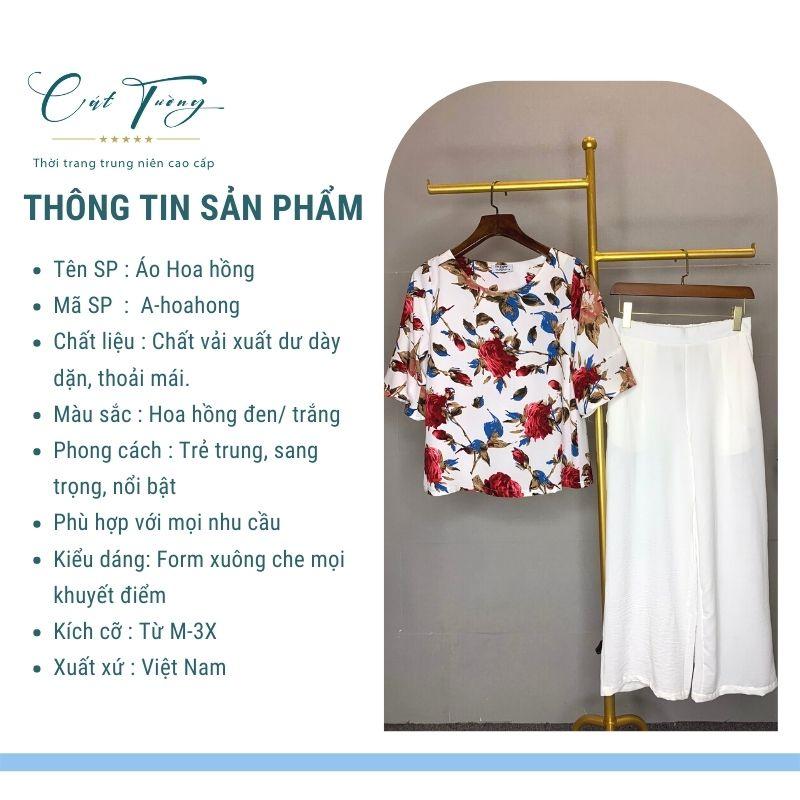 Áo Trung Niên Nữ Bigsize - Áo Hoa Sang trọng , Trang Nhã - Thiết kế 2021- Hoa Hồng