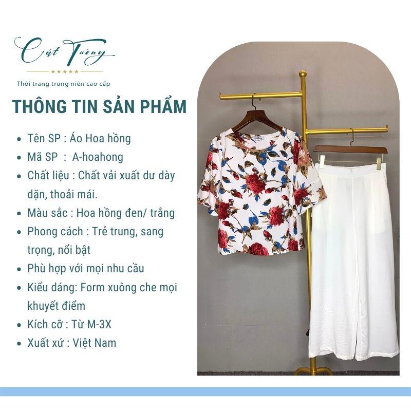 Áo Trung Niên Nữ Bigsize - Áo Hoa Sang trọng , Trang Nhã - Thiết kế 2021- Hoa Hồng