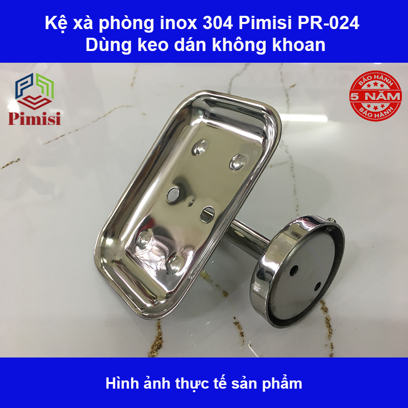 Khay đựng xà phòng cục dán tường Pimisi inox 304 dùng làm kệ xà bông trong nhà tắm gắn tường bằng keo không cần khoan | Hàng chính hãng