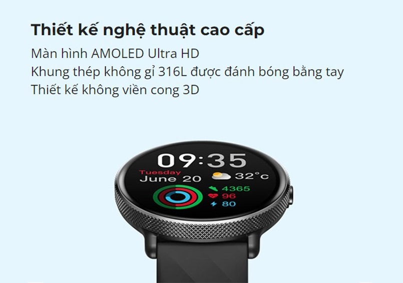 Đồng Hồ Thông Minh Zeblaze GTR3 Pro - Màn hình Amoled - Hỗ trợ nghe gọi - Theo dõi sức khỏe - Full Tiếng Việt - Hàng Chính Hãng