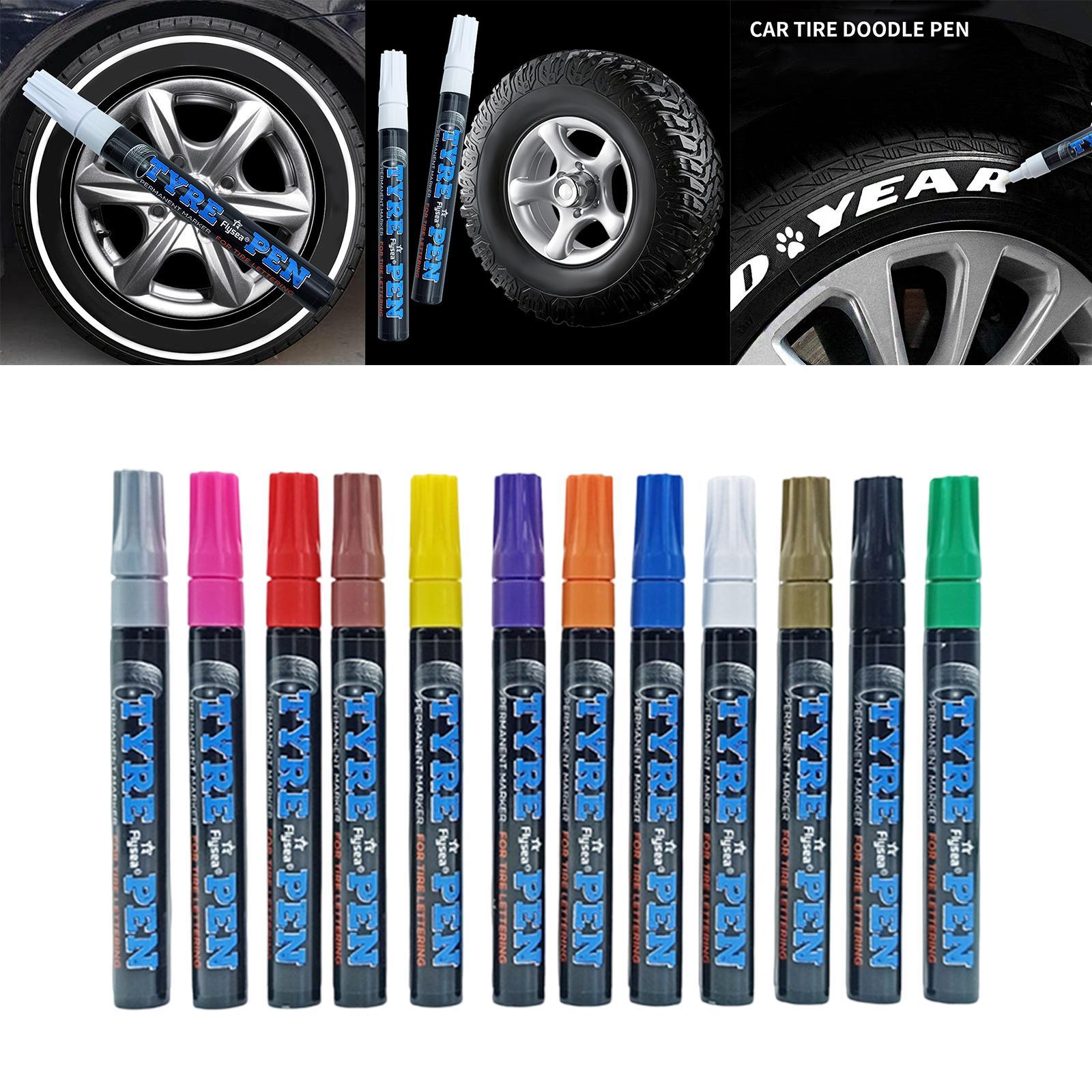 Set of 12 12 Color Waterproof Car Tyre Tire Paint Pen Quick