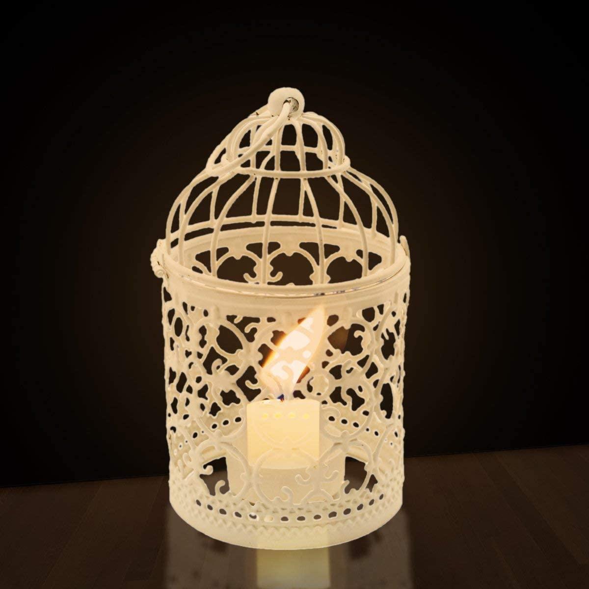 Lồng chim bằng kim loại Đèn lồng trang trí Nến Tealight Lantern Home Trang trí bàn tiệc cưới Giá đỡ nến bằng sắt Treo đèn lồng