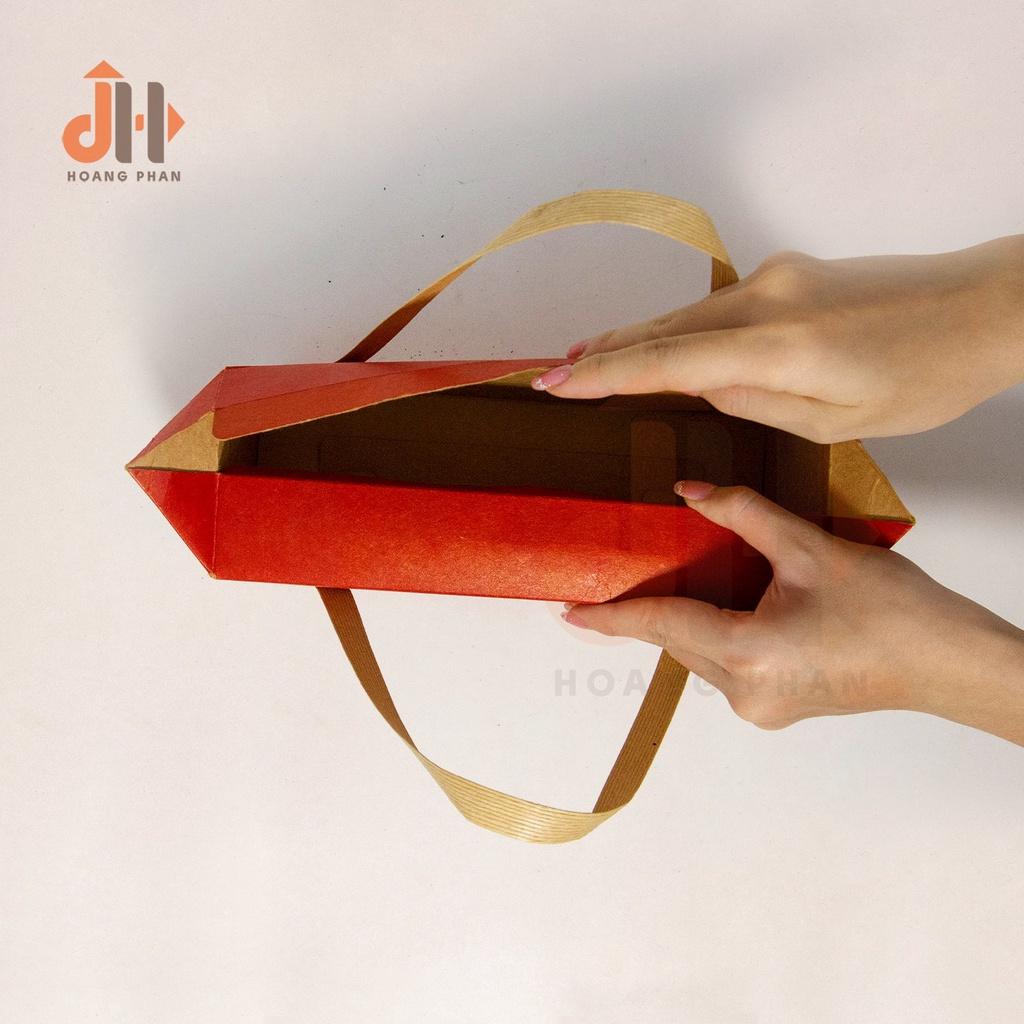 Hộp Quà Giấy Carton Đỏ Có Quai Xách - 25 x 8 x 11cm