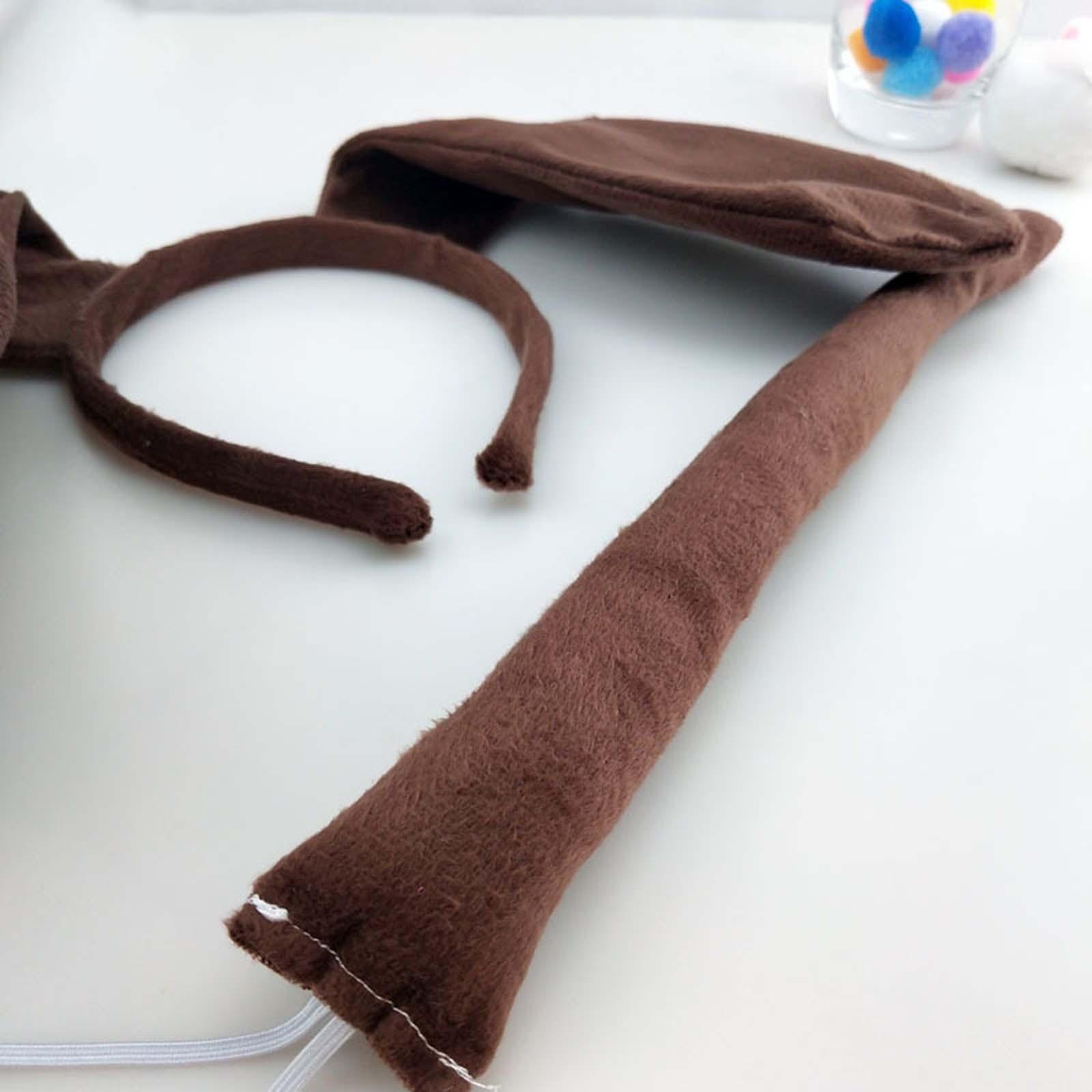 Dog Ears Headband Tail Bowtie Set Headwear Animal Ears Headband Costume Hair Hoop Dog Ears and Long Tail for Party Prom Women