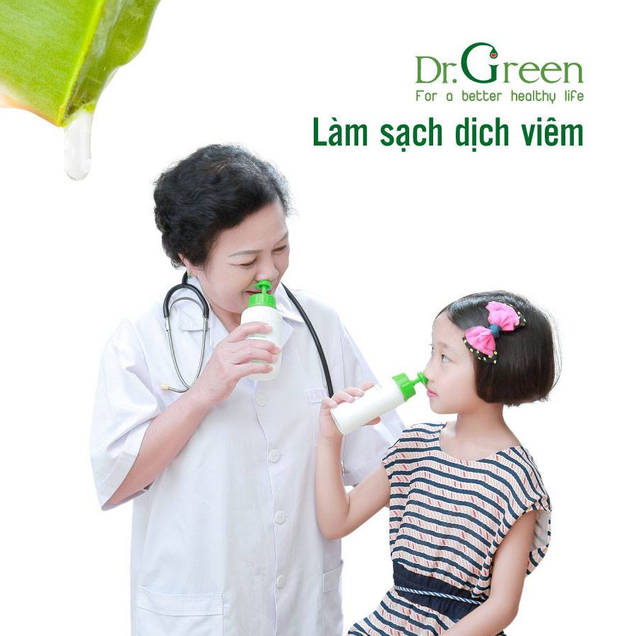 Bình rửa mũi Dr.Green kèm 10 gói muối lô hội (hàng chính hãng)