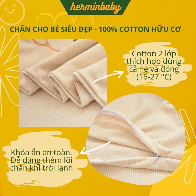 (Ảnh thật/video) Chăn cho bé COTTON HỮU CƠ 2 lớp size 100*120 cm - mền cho bé 4 mùa