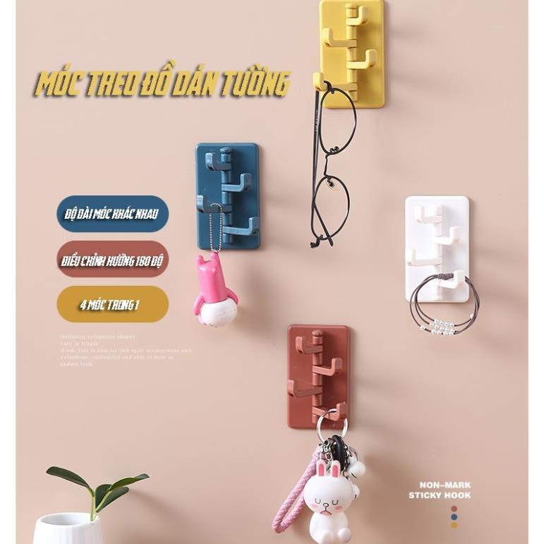 Móc Treo 4 Nhánh Xoay 180 Độ Hình Xylophone Dán Tường Treo Đồ Dùng