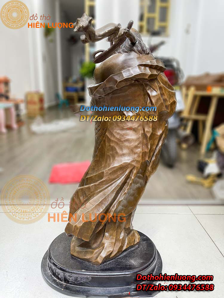 Tôn Tượng Đạt Ma Sư Tổ Bằng Đồng Hun Màu Giả Cổ Cao 80cm, Nặng 17kg Đẹp Tinh Xảo - Đồ Thờ Hiên Lượng