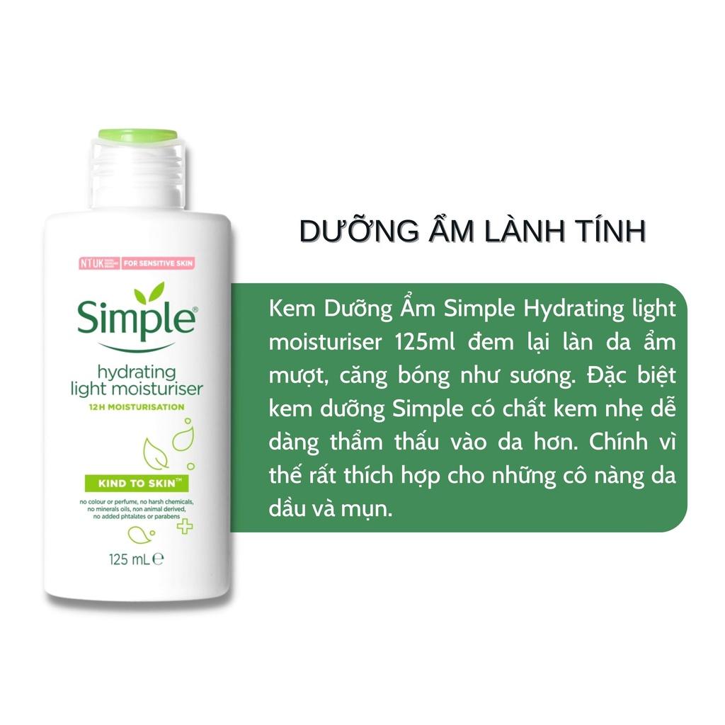 Combo 3 Simple ( Nước Tẩy Trang 200ml + Toner 150ml + Sữa Dưỡng Da 125ml ) Cấp Ẩm Da Sáng Khỏe