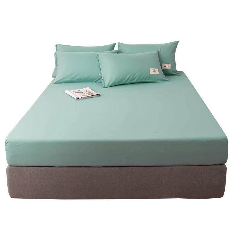 Bộ 4 Món Ga Gối Cotton 100% Êm Ái Mềm Mại Cao Cấp - Xanh Ngọc
